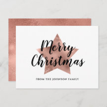 Moderne Rose Gold Star Frohe Weihnachten