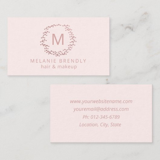 Moderne Rose Gold Stars Rosa Visitenkarte (Vorne/Hinten)