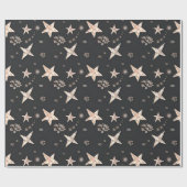 Moderne Rose Gold Stars Schwarze Weihnachten Geschenkpapier (Flach)