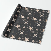 Moderne Rose Gold Stars Schwarze Weihnachten Geschenkpapier (Ungerollt)