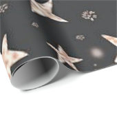 Moderne Rose Gold Stars Schwarze Weihnachten Geschenkpapier (Rolleneckpunkt)
