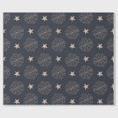 Moderne Rose Gold Stars & Snowflake Schwarze Weihn Geschenkpapier (Flach)