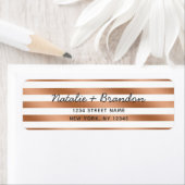 Moderne Rose Gold Streifen Hochzeit Rücksendeadres (Insitu)