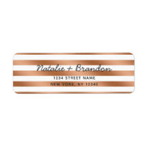 Moderne Rose Gold Streifen Hochzeit Rücksendeadres