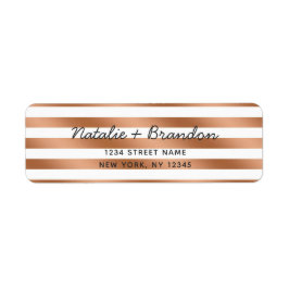 Moderne Rose Gold Streifen Hochzeit Rücksendeadres