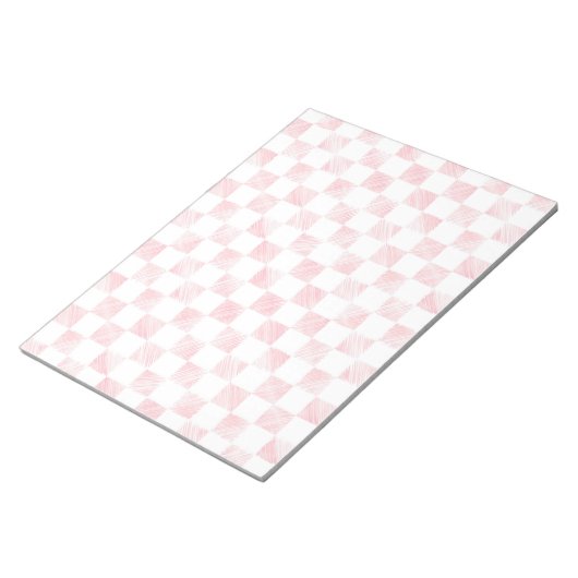 Moderne Rose Gold Strikes Schachbrettmuster Notizblock (angewinkelt)