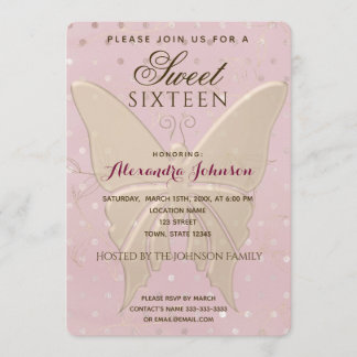 Moderne Rose Gold Sweet 16 Geburtstag Einladung