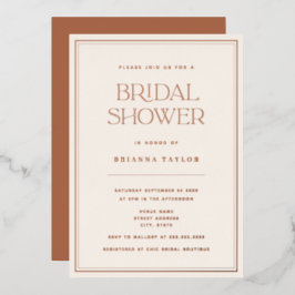 Moderne Rose Gold & Terracotta Brautparty Folieneinladung