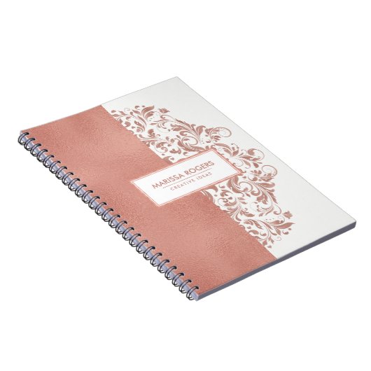 Moderne Rose-Gold-Textur und Wirbel auf Weiß Notizblock (Rechte Seite)