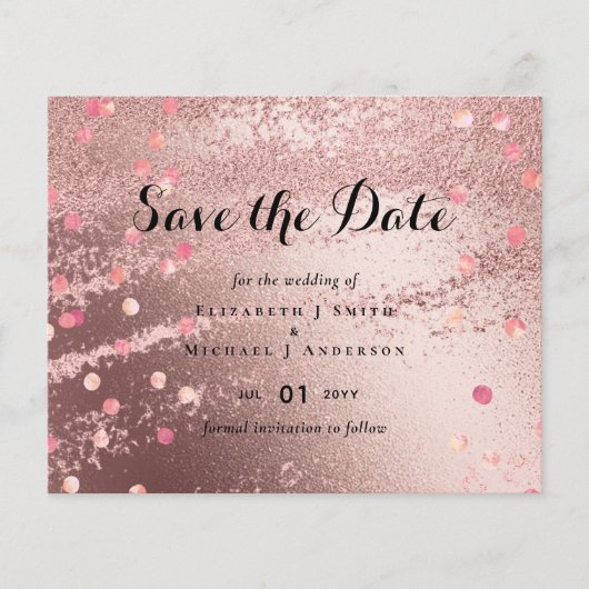 Moderne Rose Gold Trendy Budget Hochzeit (Vorderseite)
