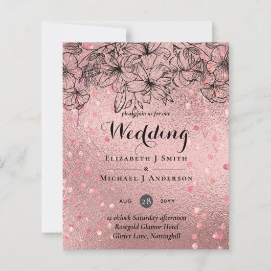 Moderne Rose Gold Trendy Budget Hochzeit (Vorderseite)