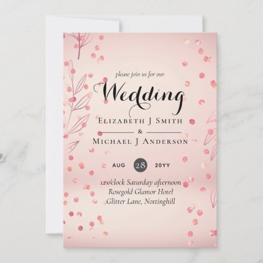 Moderne Rose Gold Trendy Budget Hochzeit (Vorderseite)