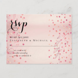 Moderne Rose Gold Trendy Budget Hochzeit Postkarte