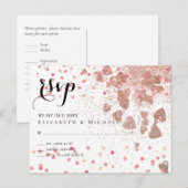 Moderne Rose Gold Trendy Budget Hochzeit Postkarte (Vorne/Hinten)