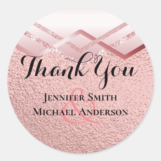 Moderne Rose Gold Trendy Budget Hochzeit Runder Aufkleber (Vorderseite)