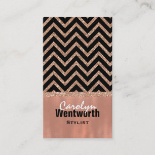 Moderne Rose Gold Trendy Zickzack Business Card Visitenkarte