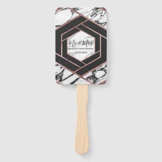 Moderne Rose Gold Trim Hexagon Programme aus Marmo Fächer (Vorderseite)