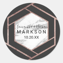 Moderne Rose Gold Trim Hexagon Stickers