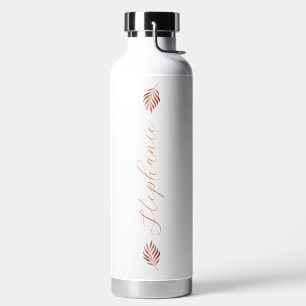 Moderne Rose Gold Tropenleaf mit Namen Trinkflasche