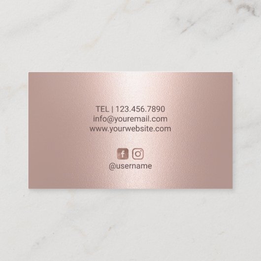 Moderne Rose Gold Tropfen Eyelash Beauty Salon Visitenkarte (Rückseite)
