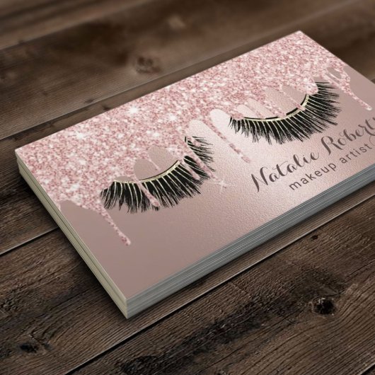 Moderne Rose Gold Tropfen Eyelash Beauty Salon Visitenkarte