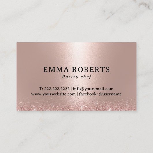 Moderne Rose Gold Tropfen Konditorei Koch Backware Visitenkarte (Rückseite)