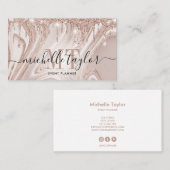 Moderne Rose Gold Tropfen Marmor-Monogramm Visitenkarte (Vorne/Hinten)