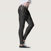 Moderne Rose Gold Tropfen Schwarzer Glitzer Glitze Leggings (Rechts)