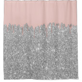 Moderne Rose Gold Tropfen Silberner Glitzer Hinter Duschvorhang (Vorderseite)