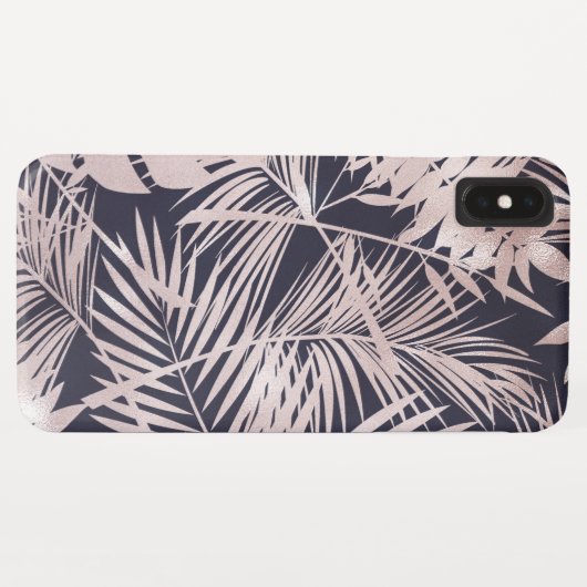 Moderne Rose Gold Tropical Blätter Muster Case-Mate iPhone Hülle (Rückseite (Horizontal))