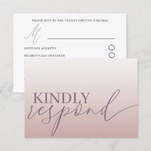 Moderne Rose Gold UAWG Calligrafy Wedding RSVP Karte