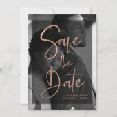 Moderne Rose Gold und Black Overlay | FOTO Save The Date (Vorderseite)