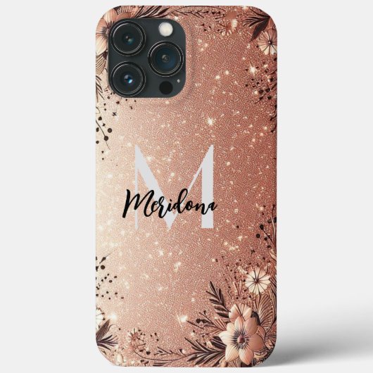 Moderne Rose Gold und Blumen Case-Mate iPhone Hülle (Rückseite)