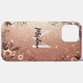 Moderne Rose Gold und Blumen Case-Mate iPhone Hülle (Rückseite (Horizontal))