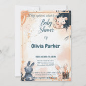 Moderne Rose Gold und Navy Wasserfarben Baby Einladung (Vorderseite)