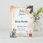 Moderne Rose Gold und Navy Wasserfarben Baby Einladung (Stehend Vorderseite)