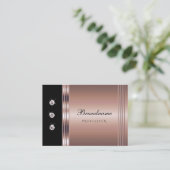 Moderne Rose Gold und Schwarz mit Leuchtdiamanten Visitenkarte (Stehend Vorderseite)
