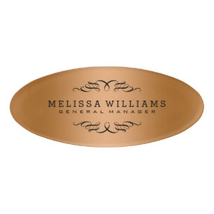 Moderne Rose-Gold- und Schwarz-Wirbel-Rahmen Namenschild