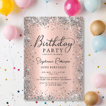 Moderne Rose Gold und Silber Glitzer 30. Geburtsta Einladung<br><div class="desc">Moderne elegante Rose Gold metallisch und Glitzer 30. Geburtstag Party Einladungen. Das Design der gürtelmädchenhaften,  handgeschriebenen Kalligraphie-Schrift,  die goldenen Imitate aus Rosa oder Rose,  die mit einem verglasten Glitzer-Rahmen aus metallischem Hintergrund gebürstet sind. Einfach zu personalisieren,  perfekt für jedes Alter.</div>