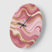 Moderne Rose Gold Venen Liquid Ink Art Große Wanduhr (Winkel)