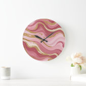 Moderne Rose Gold Venen Liquid Ink Art Große Wanduhr (Zuhause)