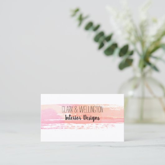 Moderne Rose Gold Watercolor Business Card Visitenkarte (Stehend Vorderseite)