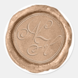 Moderne Rose Gold Wax Siegel Monogram Wedding Stic Runder Aufkleber
