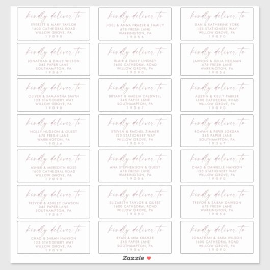 Moderne Rose Gold Wedding Guest Address Labels (Blatt)