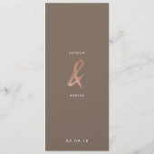 Moderne Rose Gold Wedding Menu Menükarte (Rückseite)