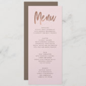 Moderne Rose Gold Wedding Menu Menükarte (Vorne/Hinten)
