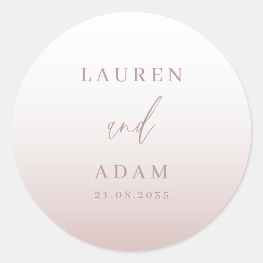 Moderne Rose Gold Wedding Monogram Runder Aufkleber (Vorderseite)