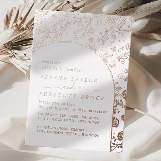 Moderne Rose Gold Wedding Real Foil Einladung