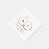 Moderne Rose Gold Wedding Rings Cocktail Napkin Serviette (Ecke)
