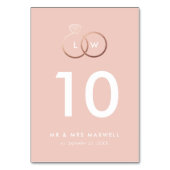 Moderne Rose Gold Wedding Rings Tischnummer (Rückseite)